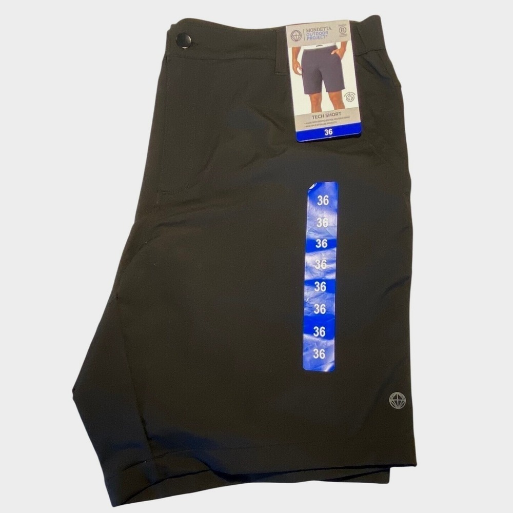 Mondetta Outdoor Project Mens Tech Shorts Elastic Waistband Black Size‎ 36 NWT